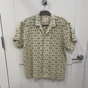 Beige and Green Geometric Casual Shirt